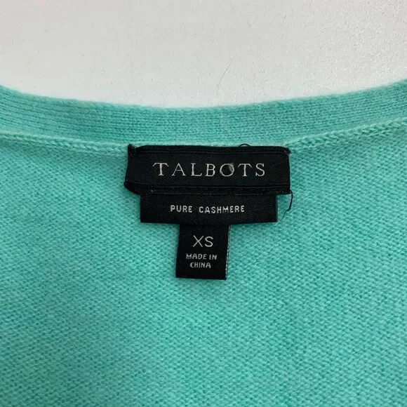 Talbots Sweater Womens XS Extra Small Candy Green Pure Cashmere V Neck Pullover - Picture 7 of 10